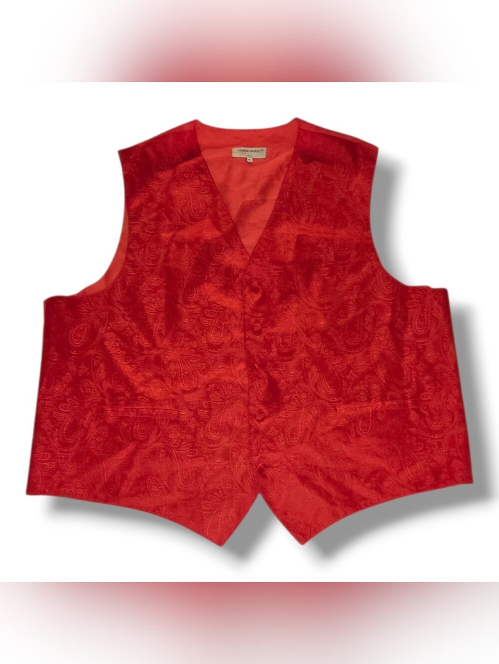 Vivid Red Paisley Men's Vest by
